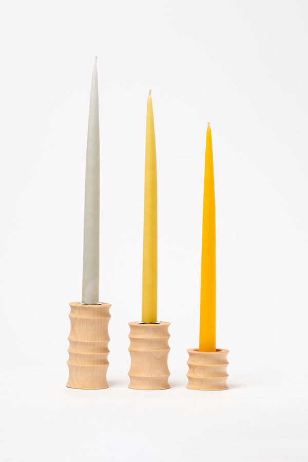 Maple and Walnut Hardwood Taper Candle Holders